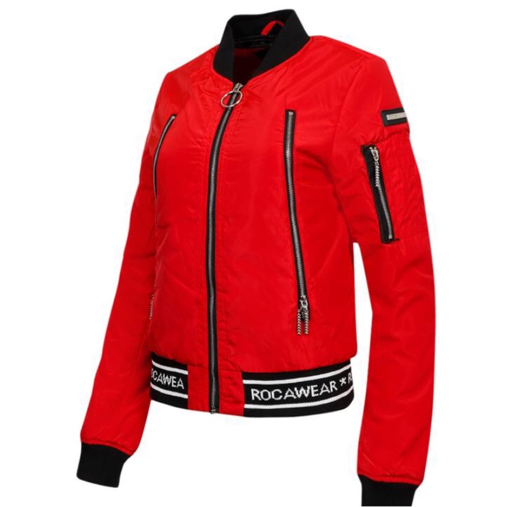 🆕 Rocawear Logo Bomber Jacket Red size small-XL available